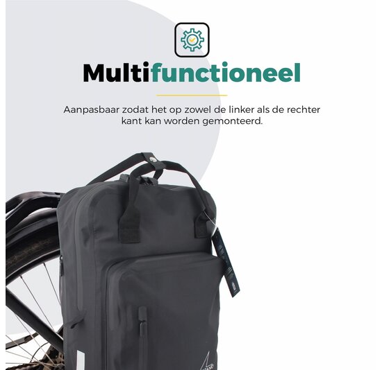 Voltano City Enkele Fietstas Rugzak E-bike - Zwart - Codeslot - Laptopvak - Waterdicht