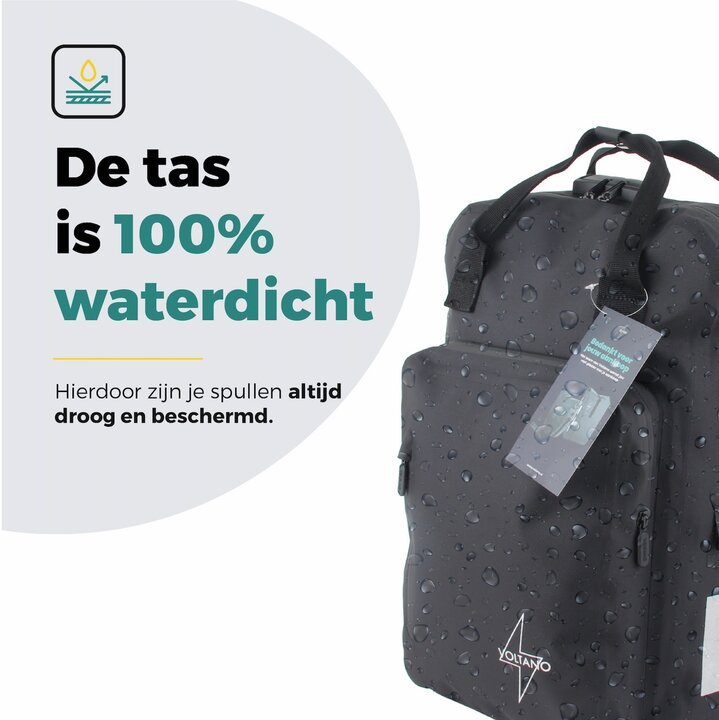 Voltano City Enkele Fietstas Rugzak E-bike - Zwart - Codeslot - Laptopvak - Waterdicht