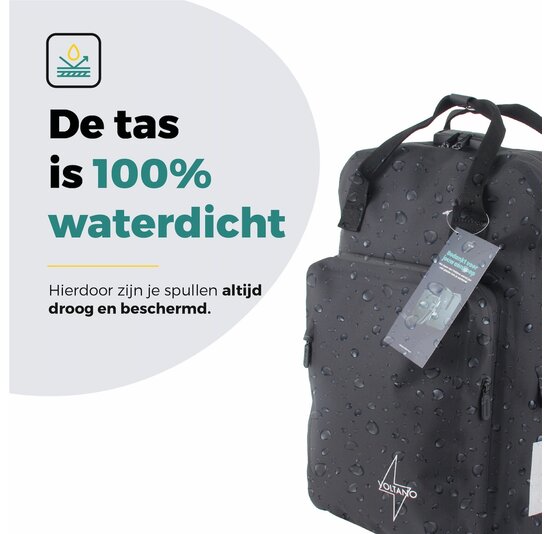 Voltano City Enkele Fietstas Rugzak E-bike - Zwart - Codeslot - Laptopvak - Waterdicht