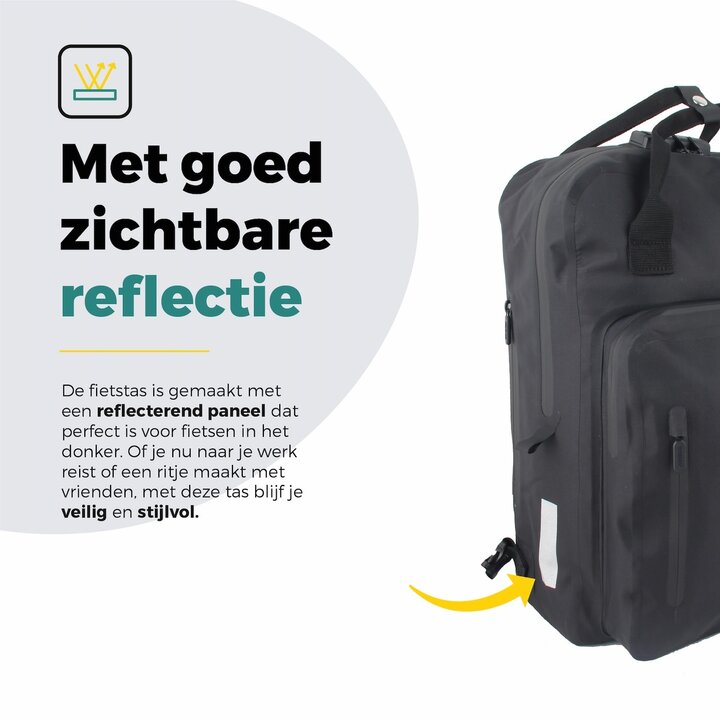 Voltano City Enkele Fietstas Rugzak E-bike - Zwart - Codeslot - Laptopvak - Waterdicht