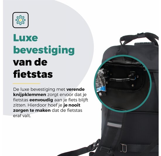 Voltano City Enkele Fietstas Rugzak E-bike - Zwart - Codeslot - Laptopvak - Waterdicht