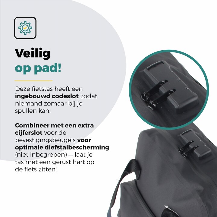 Voltano City Enkele Fietstas Rugzak E-bike - Zwart - Codeslot - Laptopvak - Waterdicht