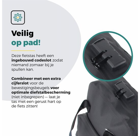 Voltano City Enkele Fietstas Rugzak E-bike - Zwart - Codeslot - Laptopvak - Waterdicht