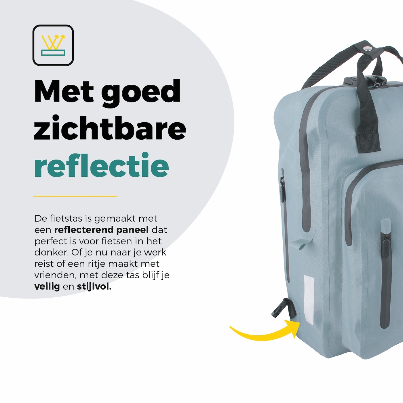 Voltano City Enkele Fietstas Rugzak E-bike - Ice Blauw - Codeslot - Laptopvak - Waterdicht