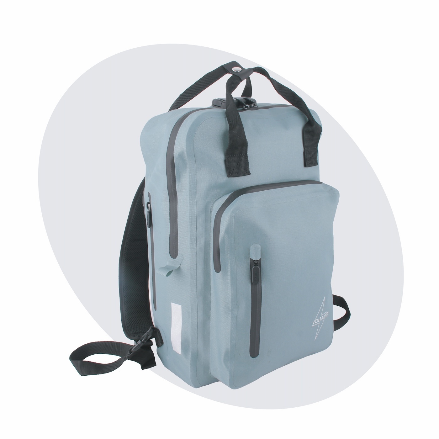 Voltano City Enkele Fietstas Rugzak E-bike - Ice Blauw - Codeslot - Laptopvak - Waterdicht