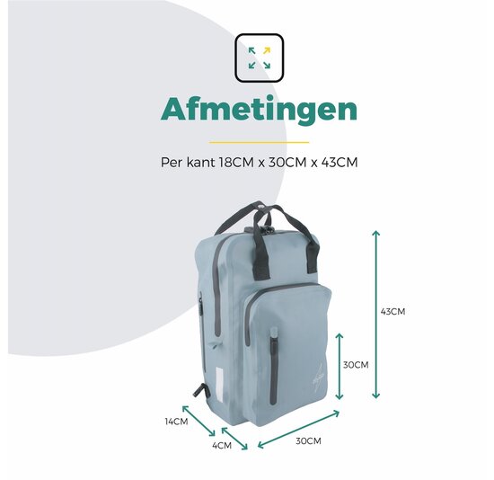 Voltano City Enkele Fietstas Rugzak E-bike - Ice Blauw - Codeslot - Laptopvak - Waterdicht