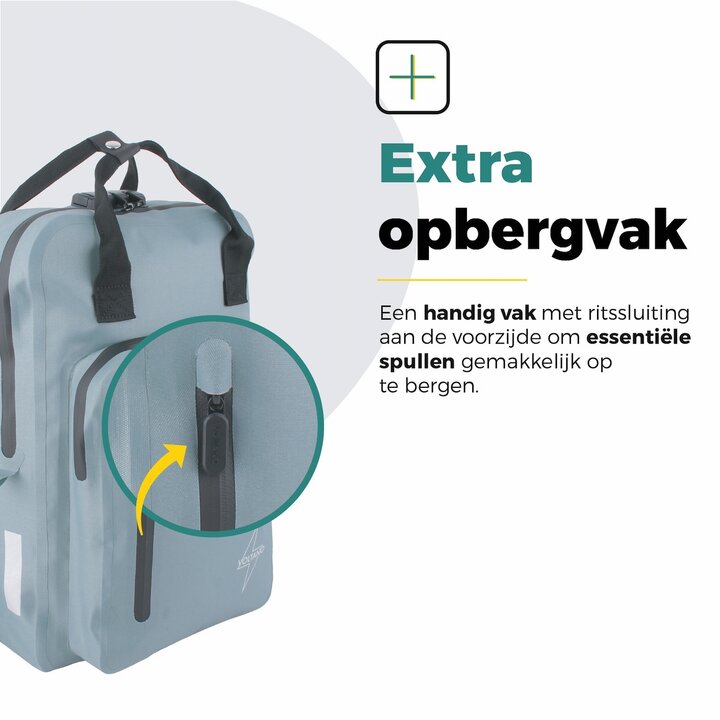 Voltano City Enkele Fietstas Rugzak E-bike - Ice Blauw - Codeslot - Laptopvak - Waterdicht