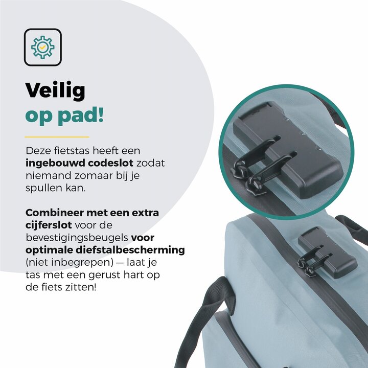 Voltano City Enkele Fietstas Rugzak E-bike - Ice Blauw - Codeslot - Laptopvak - Waterdicht