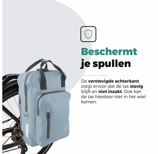 Voltano City Enkele Fietstas Rugzak E-bike - Ice Blauw - Codeslot - Laptopvak - Waterdicht