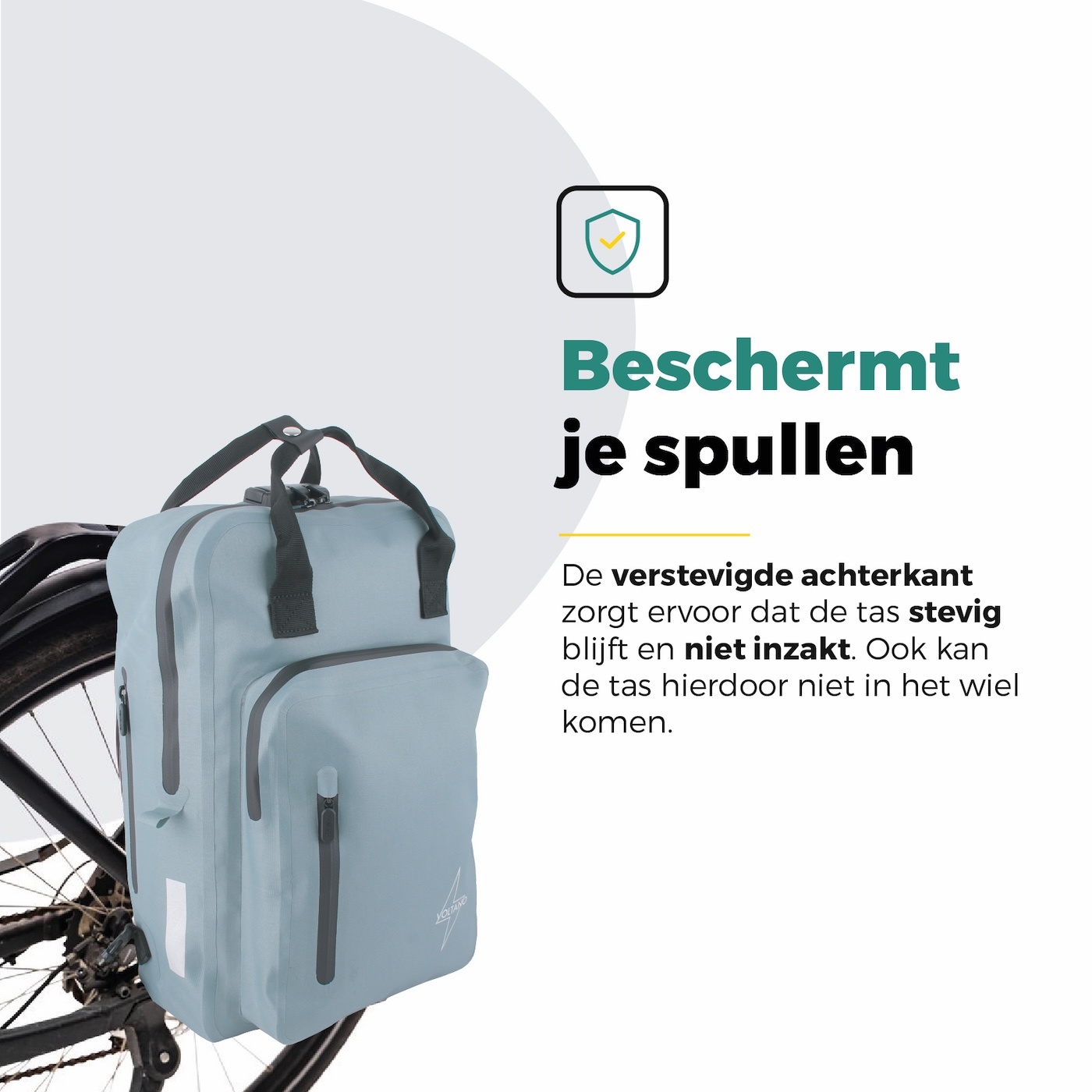 Voltano City Enkele Fietstas Rugzak E-bike - Ice Blauw - Codeslot - Laptopvak - Waterdicht