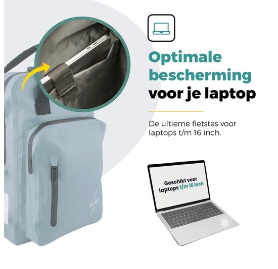 Voltano City Enkele Fietstas Rugzak E-bike - Ice Blauw - Codeslot - Laptopvak - Waterdicht