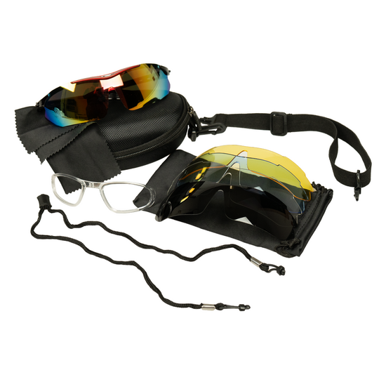 Voltano Fietsbril - Zwart / Rood - Incl. 5 Gratis Lenzen En Meer