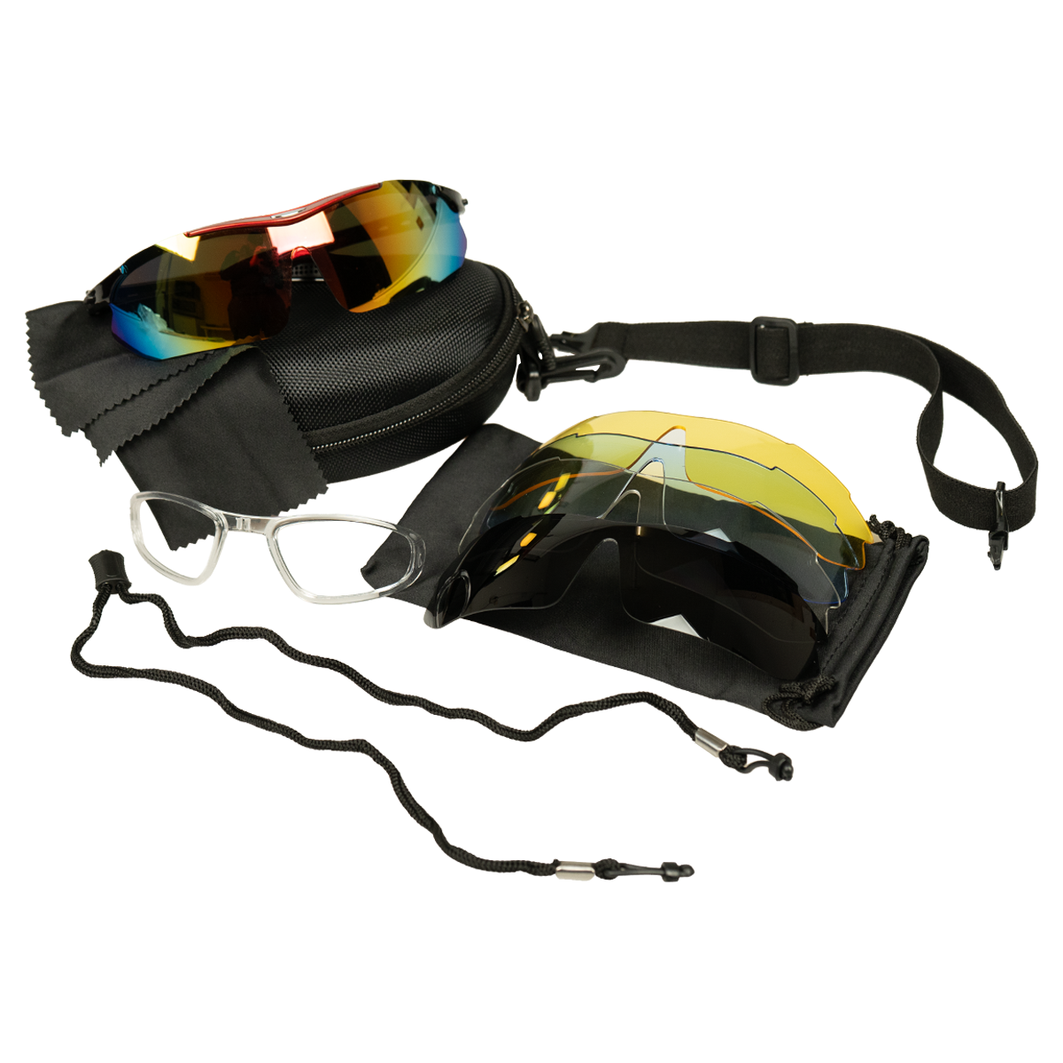 Voltano Fietsbril - Zwart / Rood - Incl. 5 Gratis Lenzen En Meer