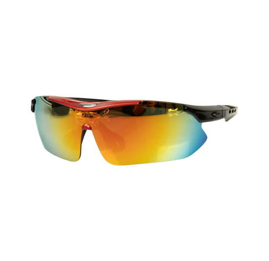 Voltano Fietsbril - Zwart / Rood - Incl. 5 Gratis Lenzen En Meer