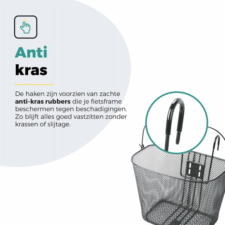 Voltano Stalen Fietsmand 22 Liter - Zwart Met Handvat - Anti Kras Haken