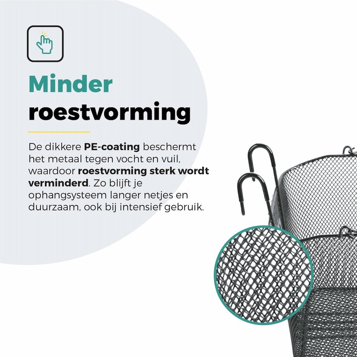 Voltano Stalen Fietsmand 22 Liter - Zwart Met Handvat - Anti Kras Haken