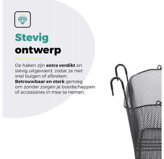 Voltano Stalen Fietsmand 22 Liter - Zwart Met Handvat - Anti Kras Haken