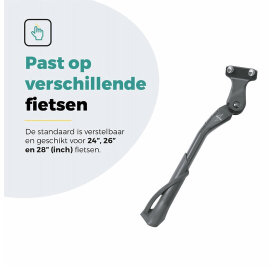 Voltano Enkele Fietsstandaard Verstelbaar - 24'' t/m 28'' - 40 MM Montage