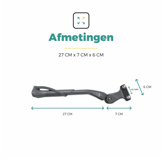 Voltano Enkele Fietsstandaard Verstelbaar - 24'' t/m 28'' - 40 MM Montage