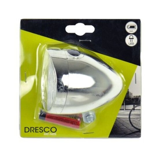 Dresco Classic LED Koplamp - Batterij - Chroom