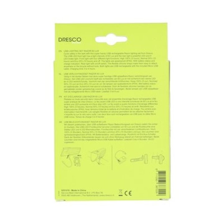 Dresco Razer Verlichtingsset - 60 LUX - USB Oplaadbaar