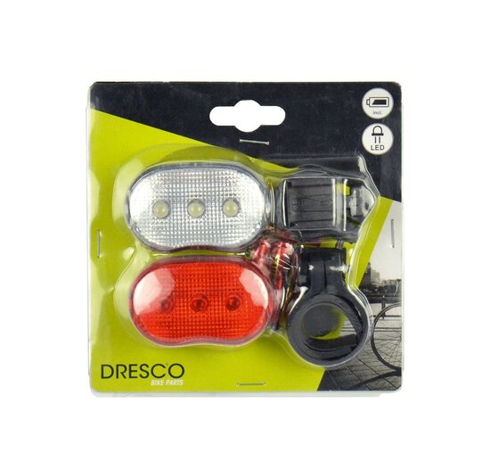 Dresco Classic LED Verlichtingsset - Voor- en Achterlicht - Incl. Batterij