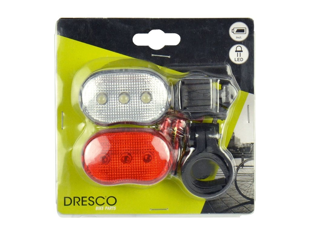 Dresco Classic LED Verlichtingsset - Voor- en Achterlicht - Incl. Batterij