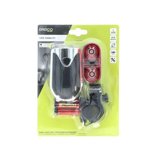 Dresco LED Verlichtingsset - Voor- en Achterlicht - Incl. Batterij