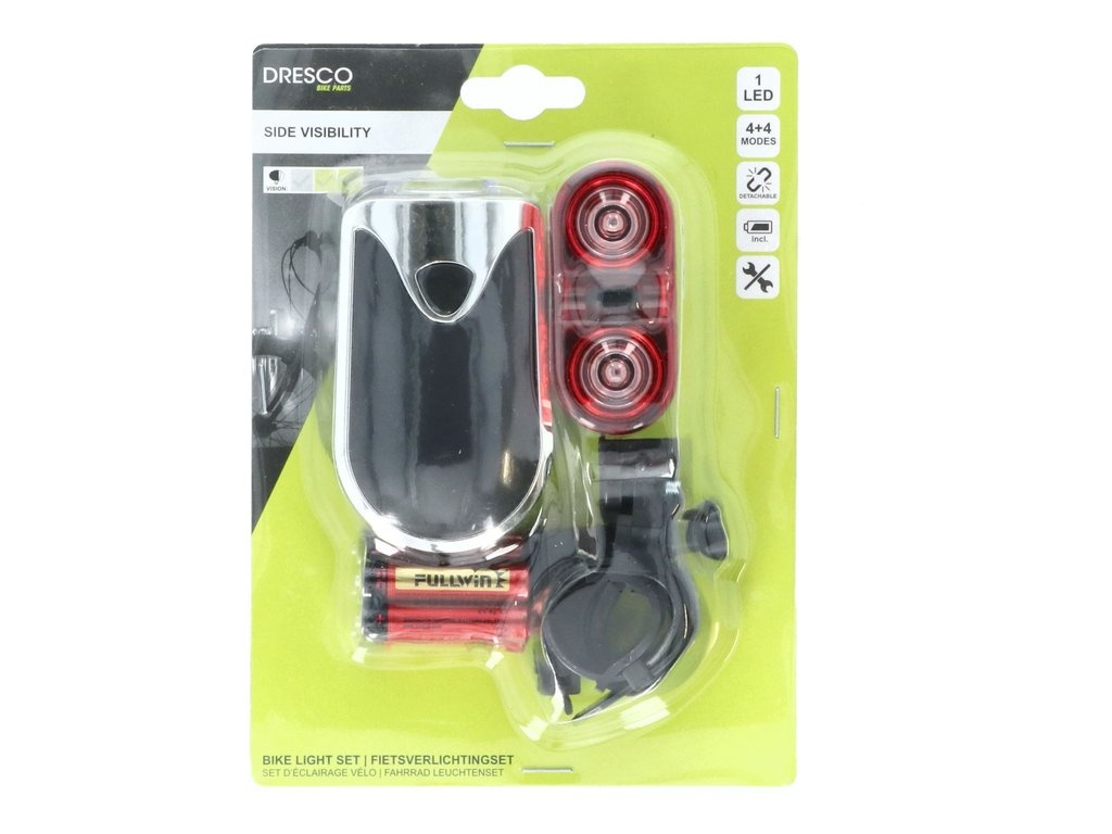 Dresco LED Verlichtingsset - Voor- en Achterlicht - Incl. Batterij