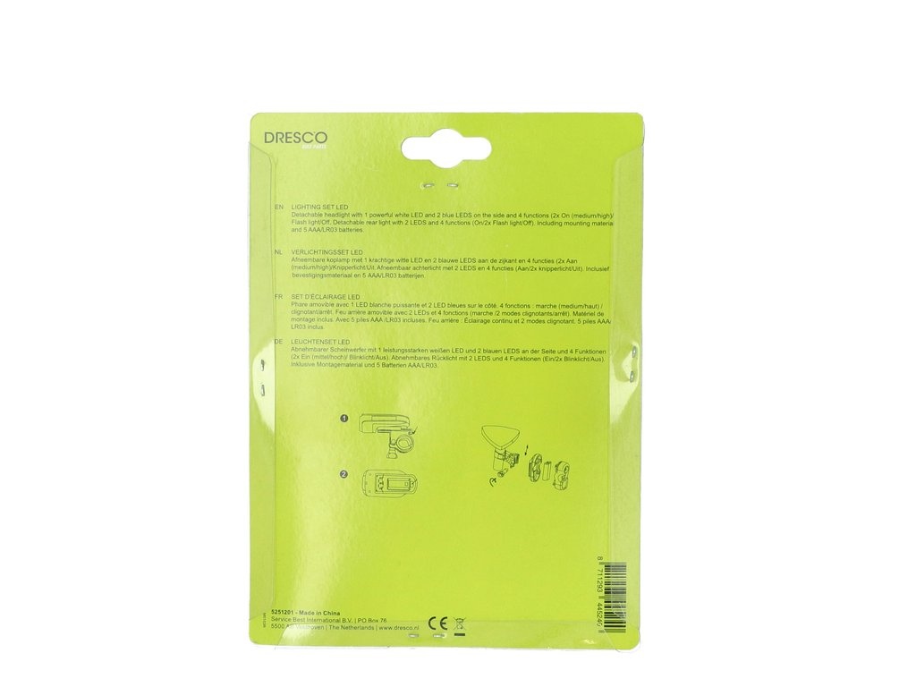 Dresco LED Verlichtingsset - Voor- en Achterlicht - Incl. Batterij