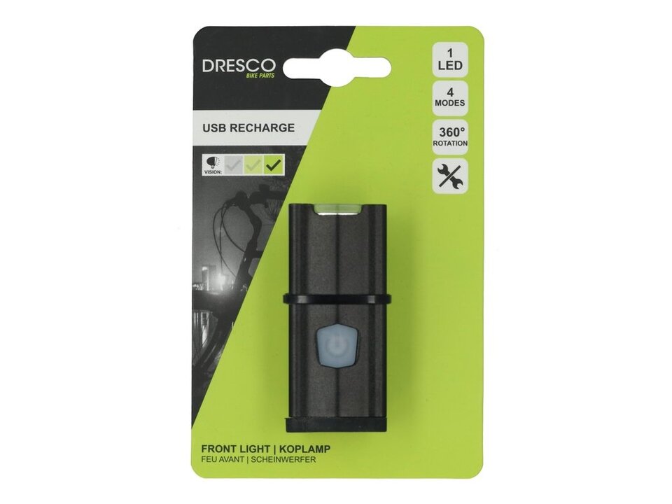 Dresco Voorlicht - Krachtige LED - Oplaadbaar - Zwart