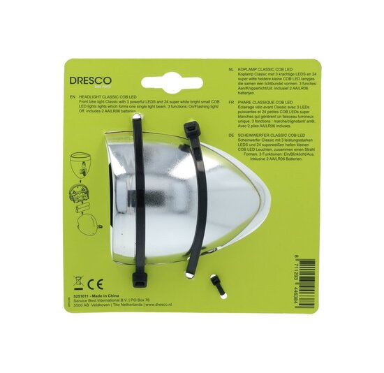 Dresco Classic CON LED koplamp - Batterij - Zilver