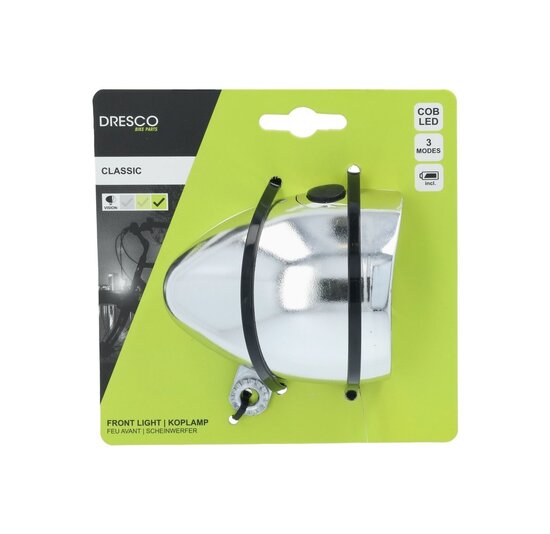 Dresco Classic CON LED koplamp - Batterij - Zilver