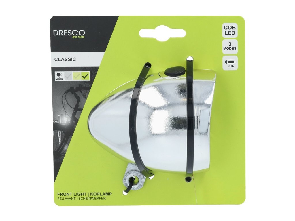 Dresco Classic CON LED koplamp - Batterij - Zilver