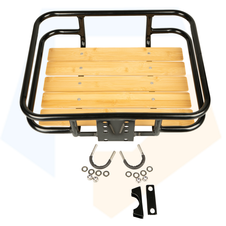 Dresco Voordrager Bagagedrager - Zwart Met Houten Inleg