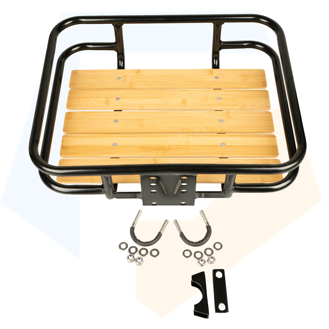 Dresco Voordrager Bagagedrager - Zwart Met Houten Inleg