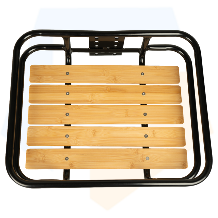 Dresco Voordrager Bagagedrager - Zwart Met Houten Inleg