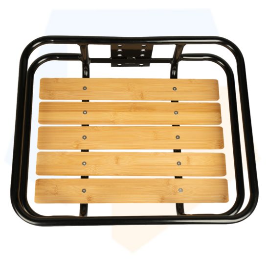 Dresco Voordrager Bagagedrager - Zwart Met Houten Inleg