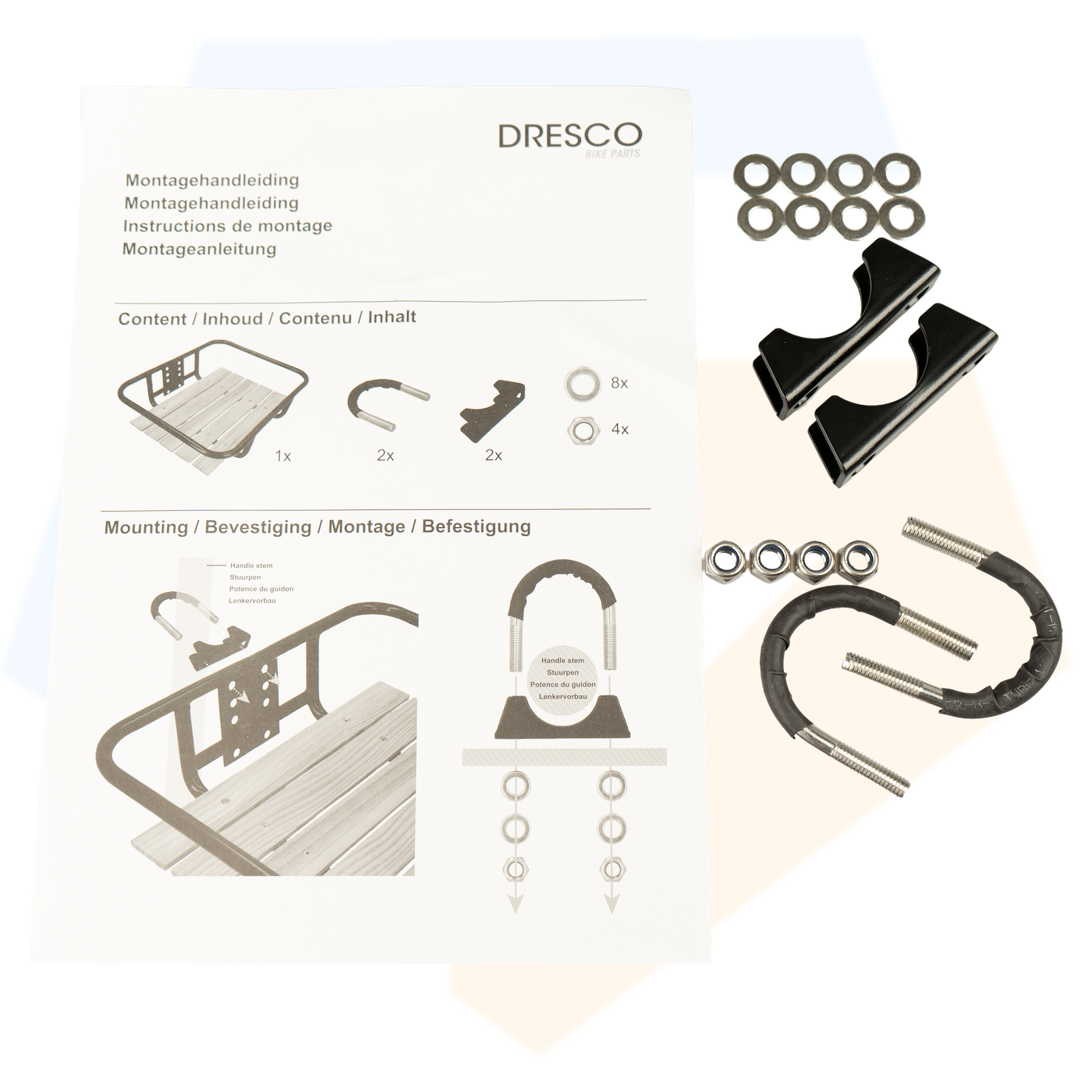 Dresco Voordrager Bagagedrager - Zwart Met Houten Inleg