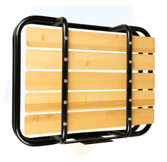 Dresco Voordrager Bagagedrager - Zwart Met Houten Inleg