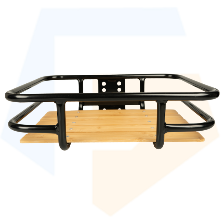 Dresco Voordrager Bagagedrager - Zwart Met Houten Inleg