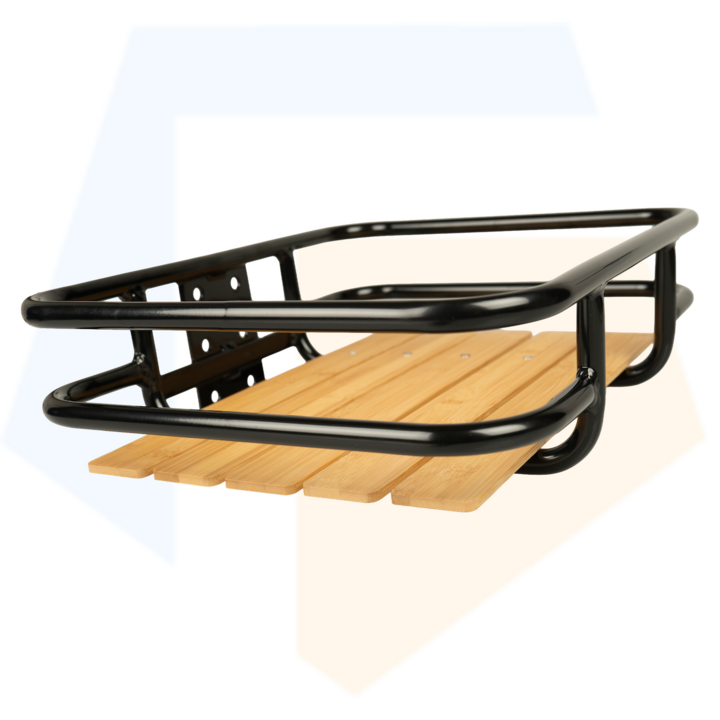 Dresco Voordrager Bagagedrager - Zwart Met Houten Inleg