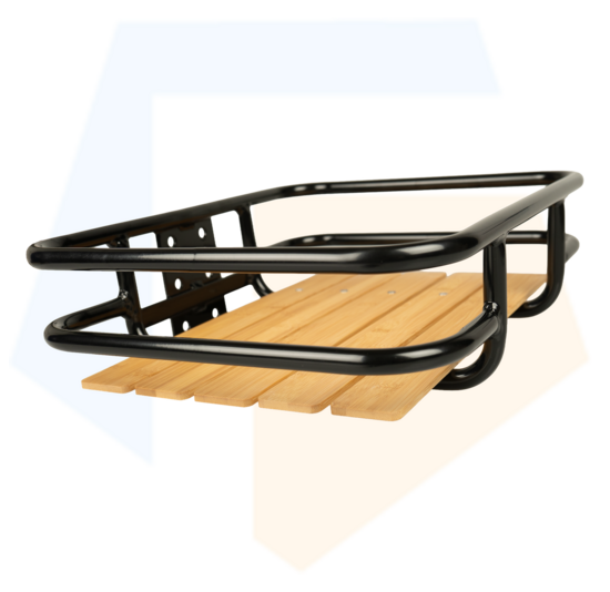 Dresco Voordrager Bagagedrager - Zwart Met Houten Inleg