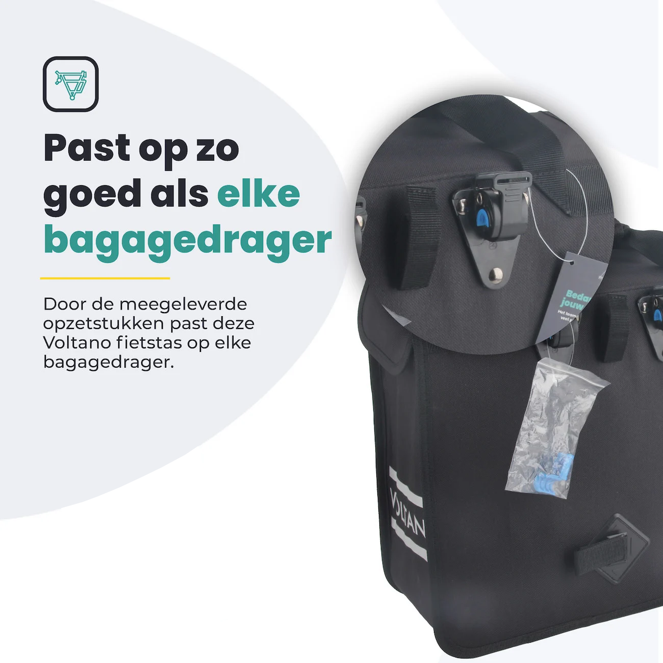 Voltano Voorgevormde Enkele Fietstas / Pakaftas - Zwart - 17L