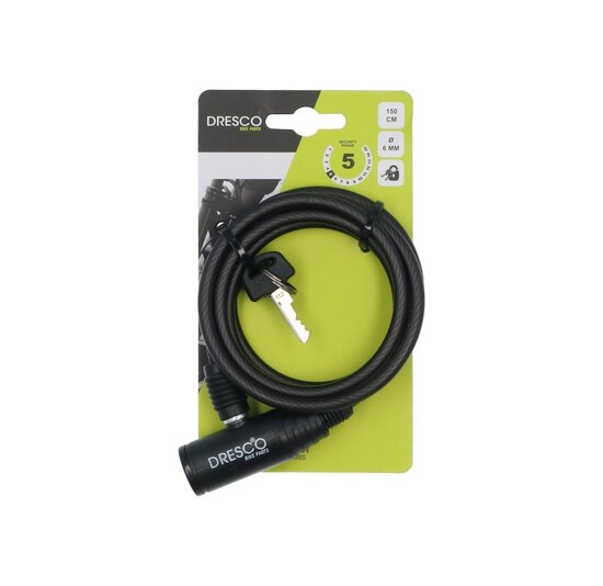 Dresco Kabelslot - 150 CM - 6 MM - Zwart