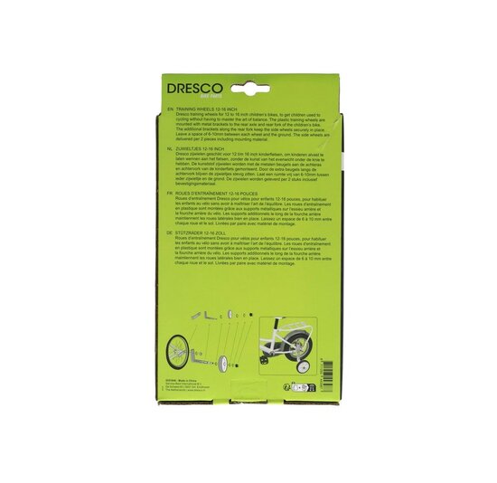 Dresco Zijwieltjes - Kinderfiets - 12 / 16 Inch - Wit