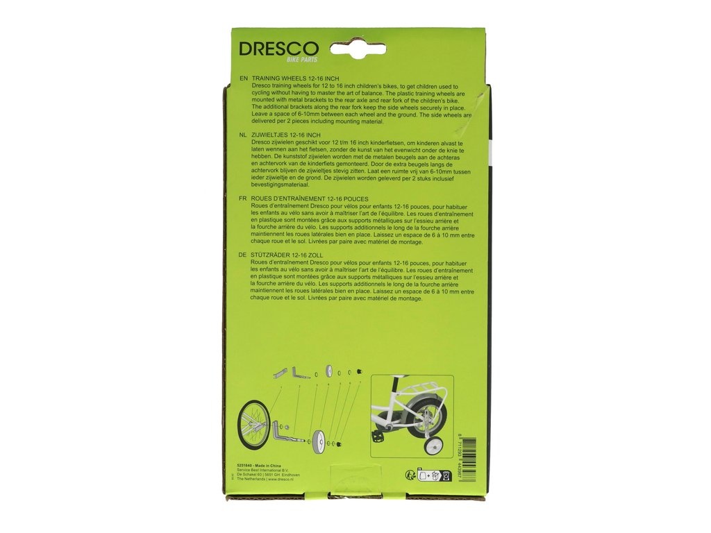 Dresco Zijwieltjes - Kinderfiets - 12 / 16 Inch - Wit