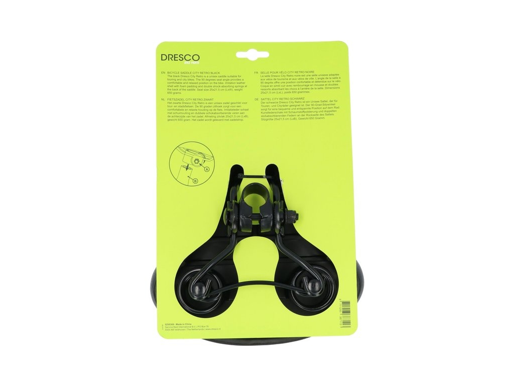 Dresco City Fietszadel - Retro - Zwart
