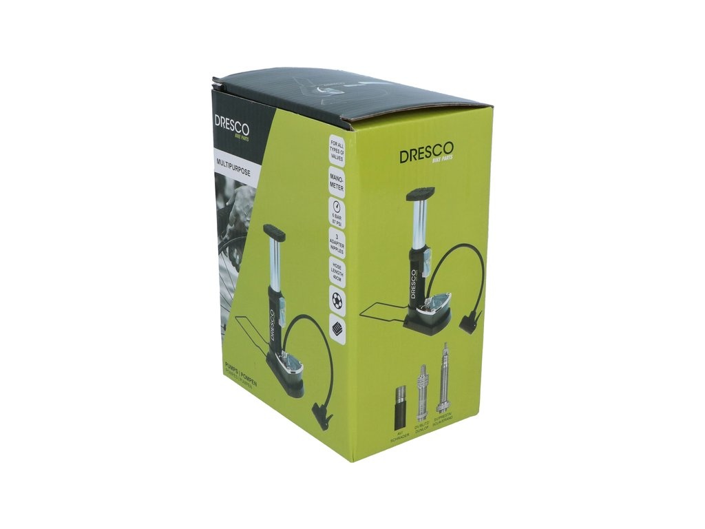 Dresco Voetpomp - Voor Alle Fietsventiellen - Pompslang 40 CM -Zwart