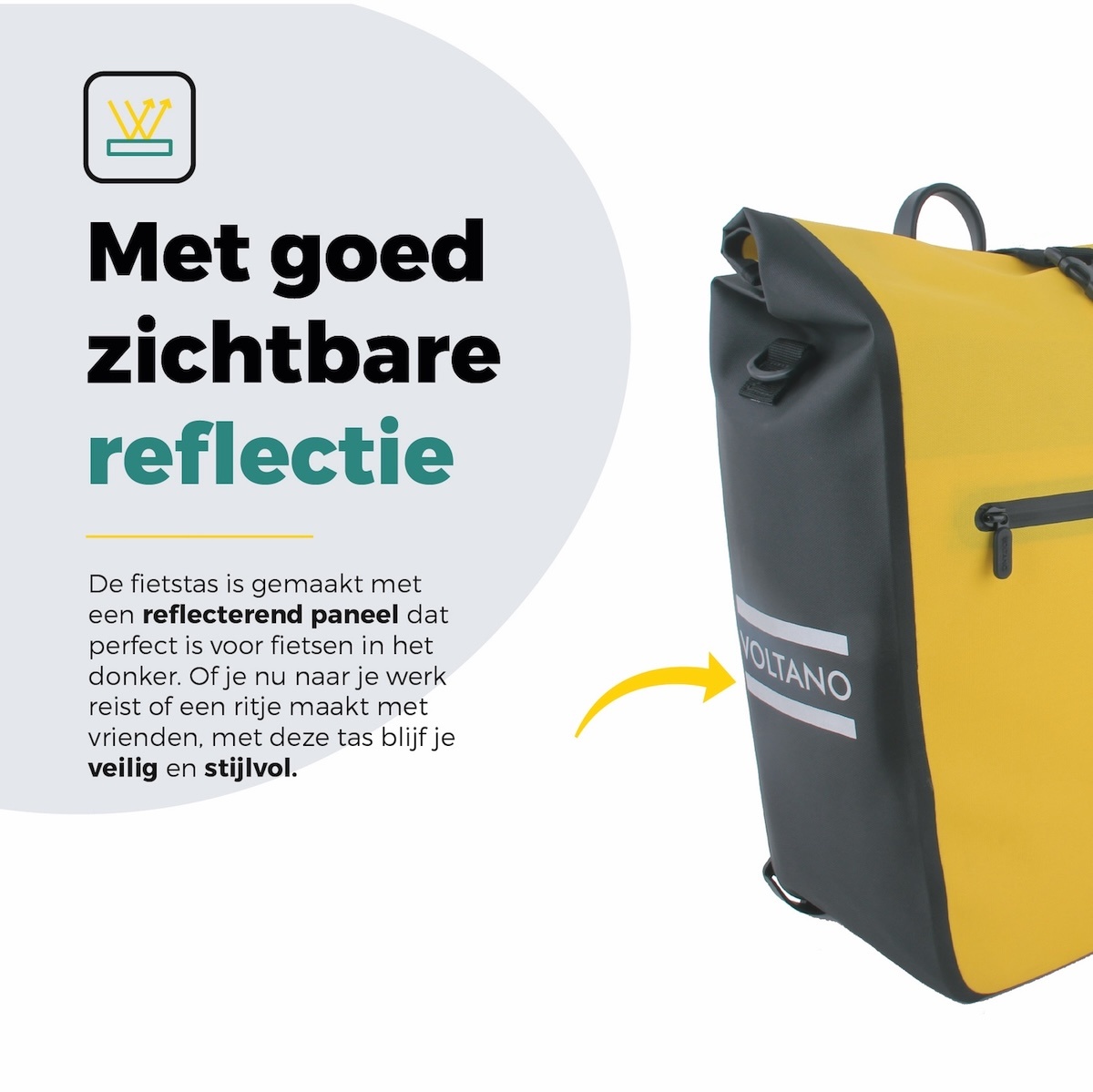 Voltano Luxe E-bike Fietstas 28L - Geel / Zwart - Pakaftas Met Laptop vak - 100% Waterdicht